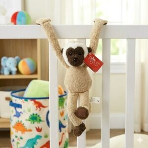 Vintage Russ Berrie Benny Monkey Plush Tan Brown Hanging Velcro Hands NWT NOS